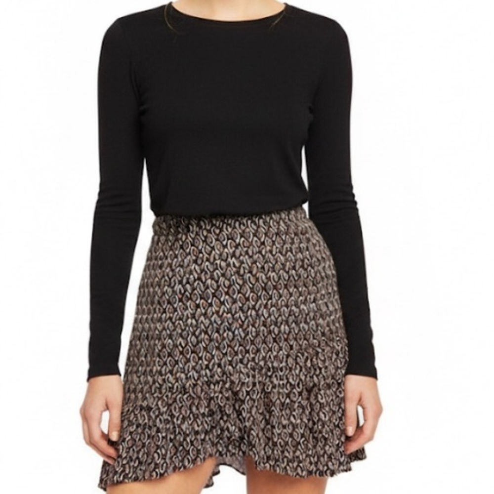 Free People skirt Nadia geometric print ruffle women’s size 6